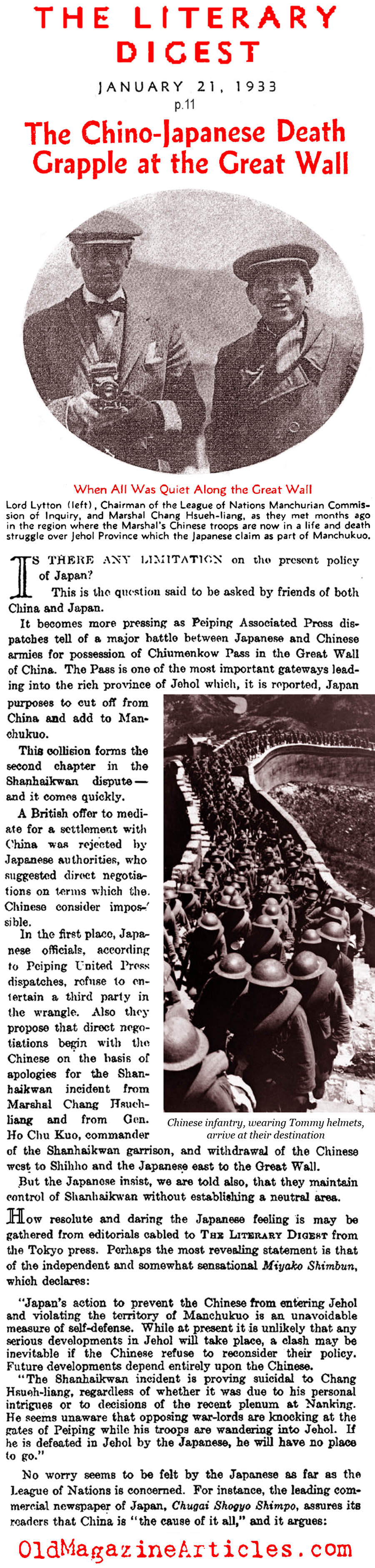 The Battle at the Great Wall (Literary Digest, 1933)